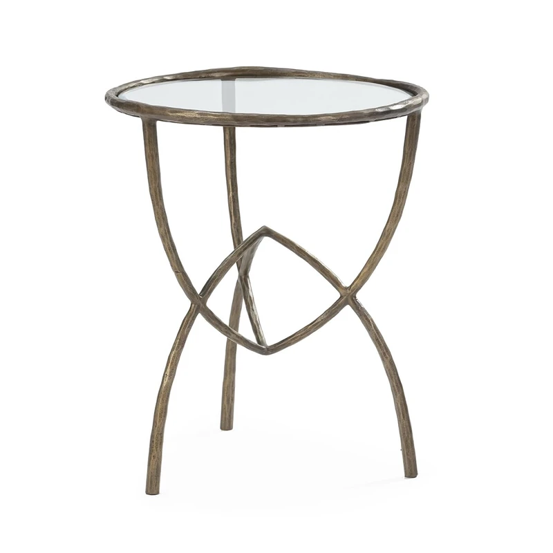 AlexandreHouse Mesa Auxiliar Metal/Crystal Dorado Antique