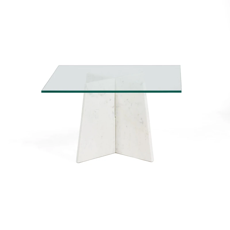 AlexandreHouse Mesa De Centro 76 x 76 x 45 cm Crystal/Marble White
