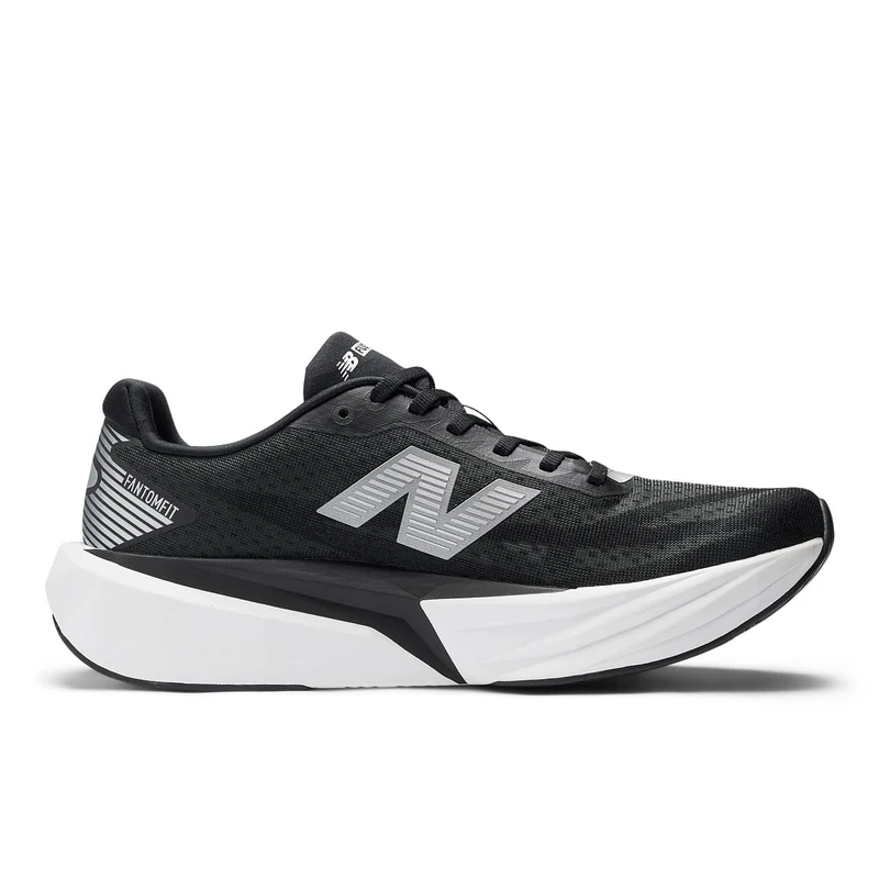 New Balance Men's FuelCell Rebel v5 Running Shoes, Black/Silver Metallic/White, 8/M