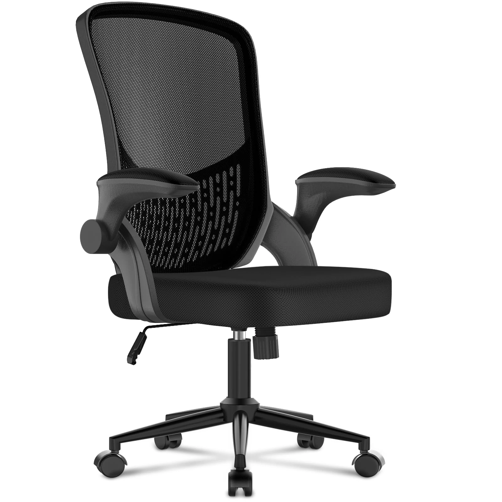 naspaluro Computer Desk Chair with Flip-up Armrests/3D Lumbar Support/Metal Claws, Swivel Mesh Ergonomic Office Chairs, Comfy Mid-Back Study Home Office Chairs, Small Heavy Duty Black Work PC Chairs