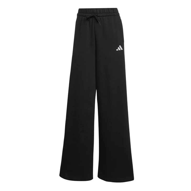adidas Women's Women 3-Stripes Fleece Wide Pant, Black, XL