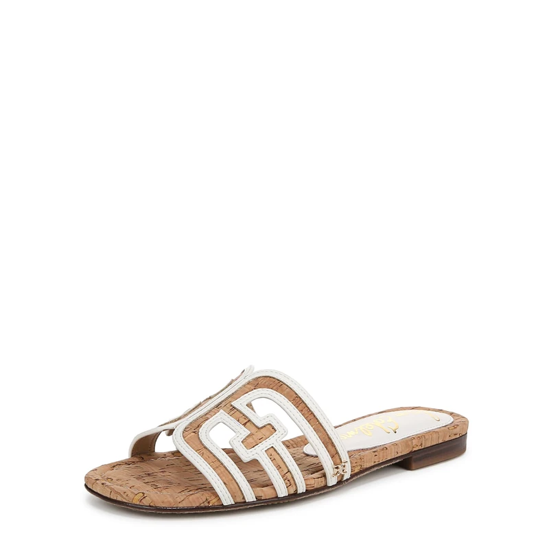 Sam Edelman Women's Bay Multi Flat Slide Sandals, Natural Beige Cork, Medium Fit, UK 5