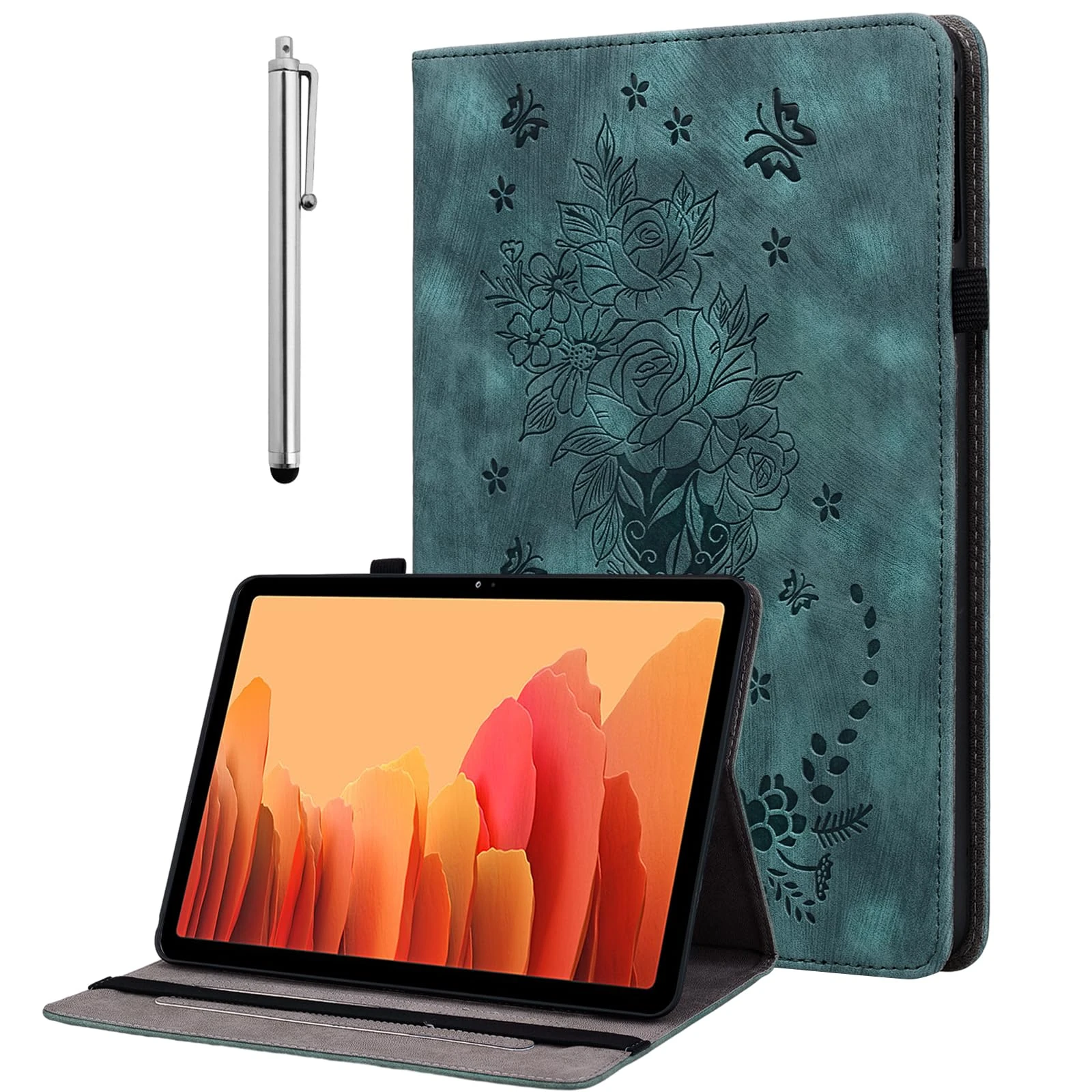 KEDBBAO Case for Samsung Galaxy Tab A11+ Plus 2025/A9+ Plus 5G 11 Inch 2023, Multi-Angle Flip PU Leather Protective Cover with Stylus Holder for Galaxy Tab A11 Plus Tablet Case, Green