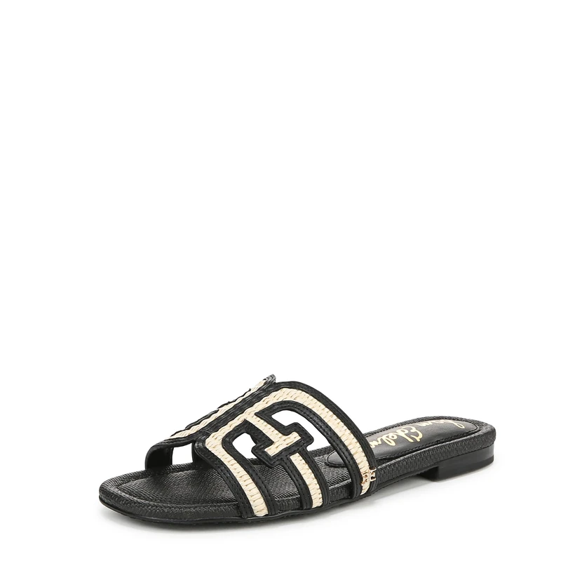 Sam Edelman Women's Bay Multi Flat Slide Sandals, Black, Medium Fit, UK 5