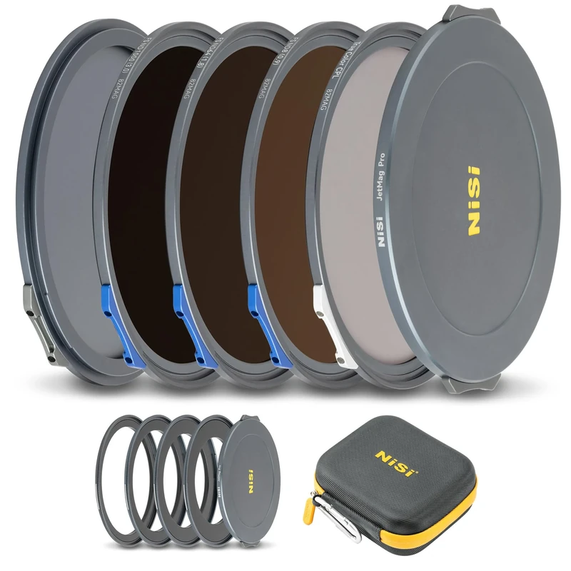 NiSi JetMag Pro Magnetic Filter Kit 82 mm with Locking - Landscape ND Filter Kit (FS ND8, FS ND64, FS ND1000, True Colour CPL, 67 mm/72 mm/77 mm/82 mm Magnetic Adapter Ring)