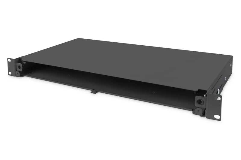 DIGITUS LWL Splice Box - Fibre Optic Patch Panel - 19 Inch 1U - Unequipped & Without Bezel - Black