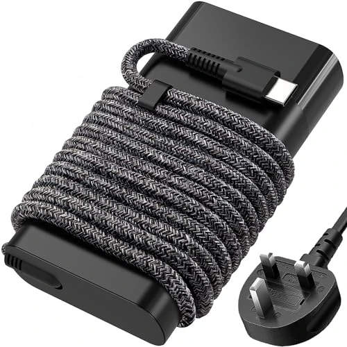 New Slim 65W USB-C Charger for HP Elitebook X360 ProBook 640 G8,Chromebook 11 13 14 Spectre X360,Spectre,Elite x2 Envy 13 14 Dragonfly G3 G4 Travel Type C Laptop Power Adapter Cord UK Plug