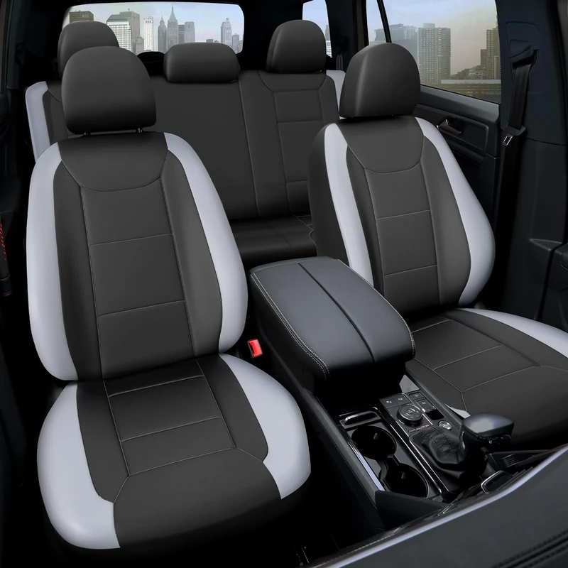 VALIHO Premium Waterproof Car Seat Cover Full Set, Front and Rear Split Bench Seat Covers for Cars with Thicker Padding, Easy to Install Car Seat Cover Set (Grey) (Grey)