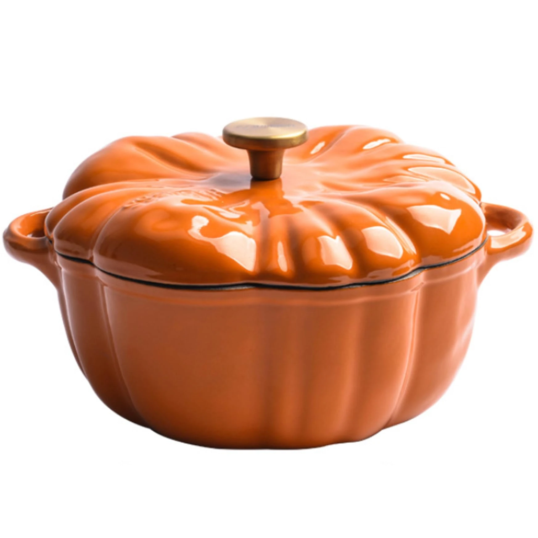 KDAMGOQE Pumpkin Dutch Oven Pot with Lid & Handle, 1.5L Non-Stick Enamel, Orange, Pumpkin Shape, Even Heating, Universal Kitchen, Stew, Dutch Oven