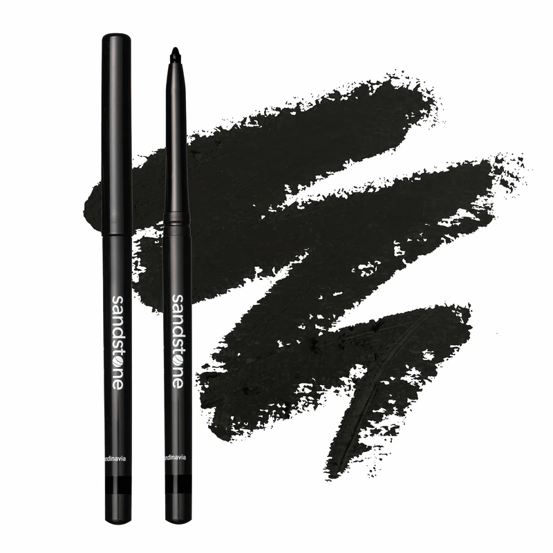 Sandstone Scandinavia Waterproof Eyeliner Pencil Black - Long-Lasting Gel Eye Liner for Sensitive Eyes - Hypoallergenic & Smudge-Proof - Fragrance-Free, Vegan & Allergy Tested