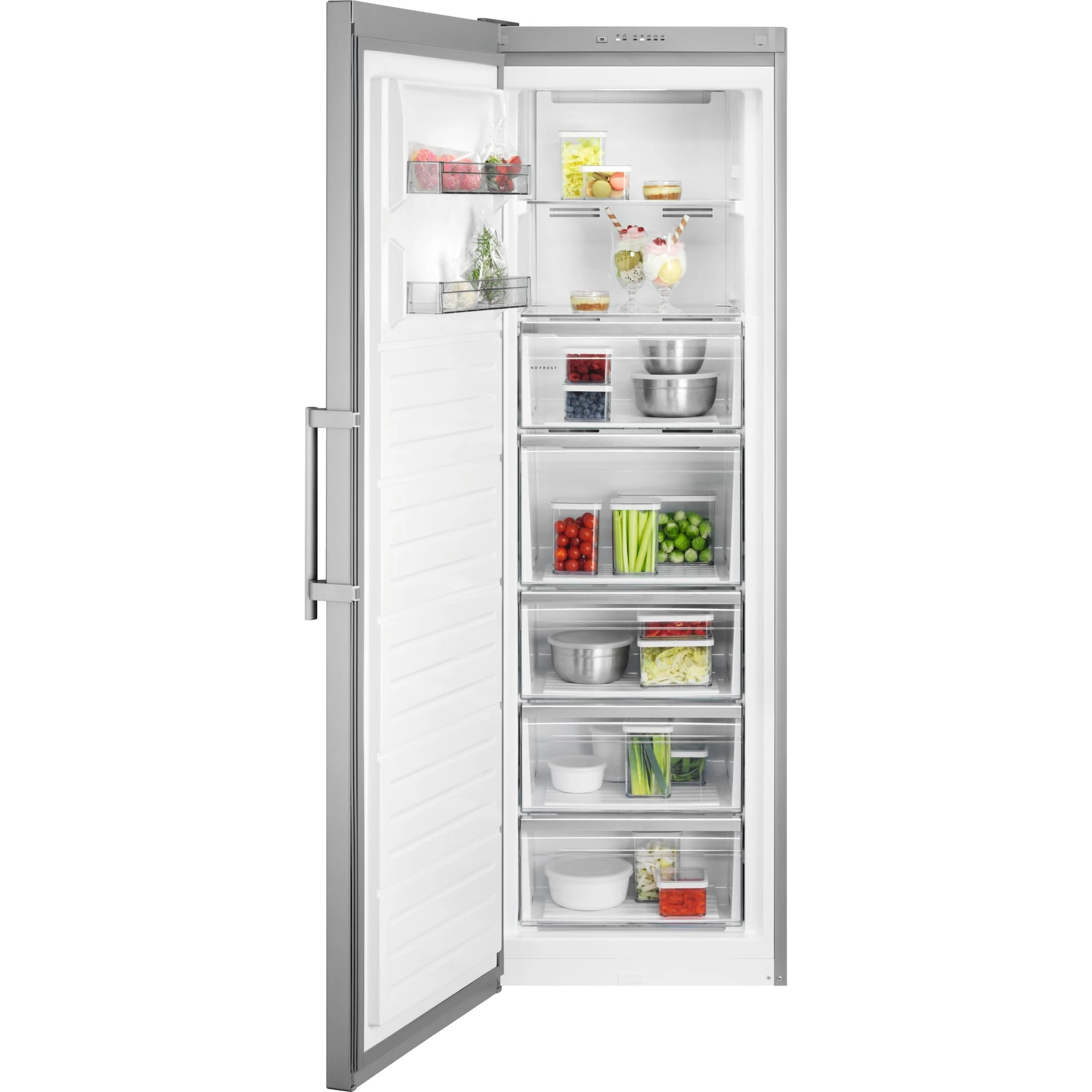 AEG 7000 Series Freestanding Freezer OAG7M281EX, NoFrost Multiflow, 278 L, 186cm, Optimal Humidity, Stable Temperature, Electronic Control, Flexible Storage, Open Door Alert, 1860x595x650mm, Class E