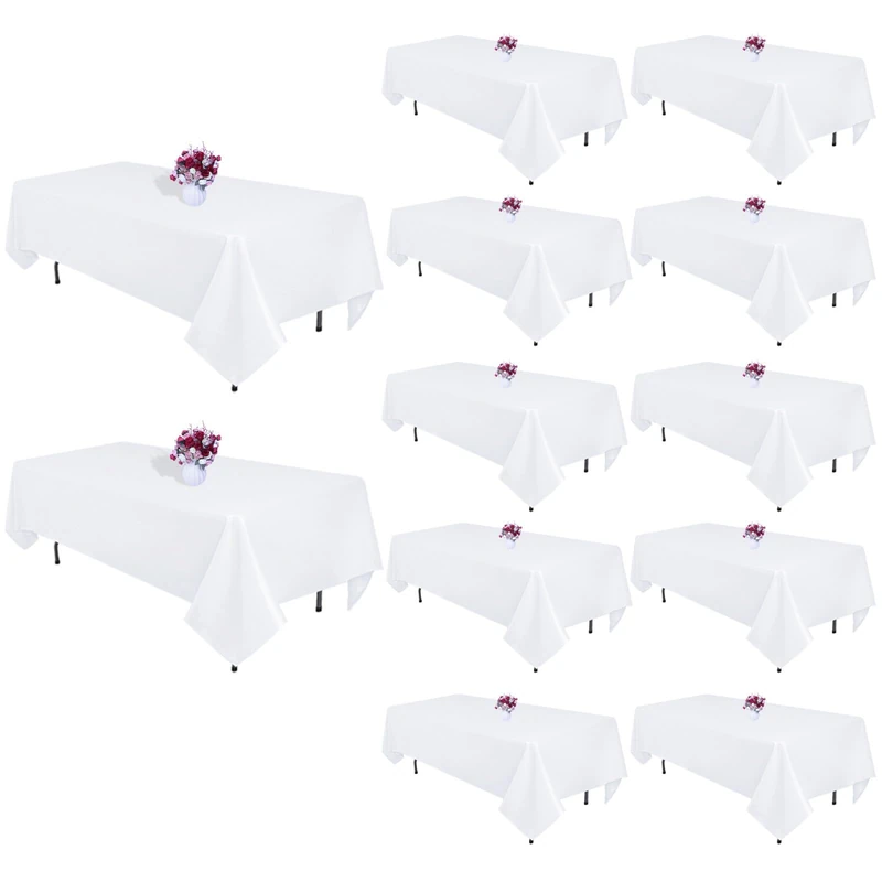 CKIKU White Rectangle Table Cloth 60 x 102 Inch, 12 Packs