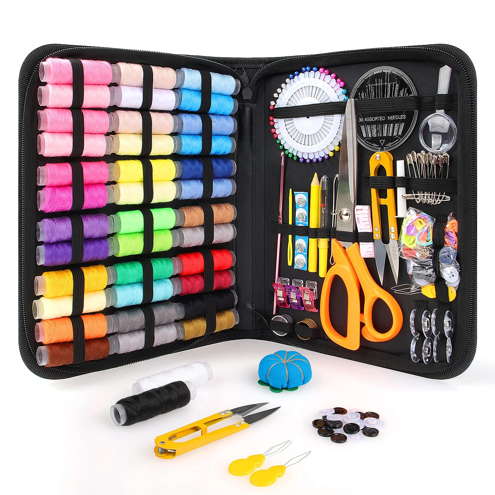Goeveo Sewing Kit for Adults Beginners, DIY, Home, Travel, Emergency, Repair, Small Sewing Supplies with Case Thread Needle Scissors, Portable 188 Pcs Sewing Accessories Gifts for Mum Grandma Kids