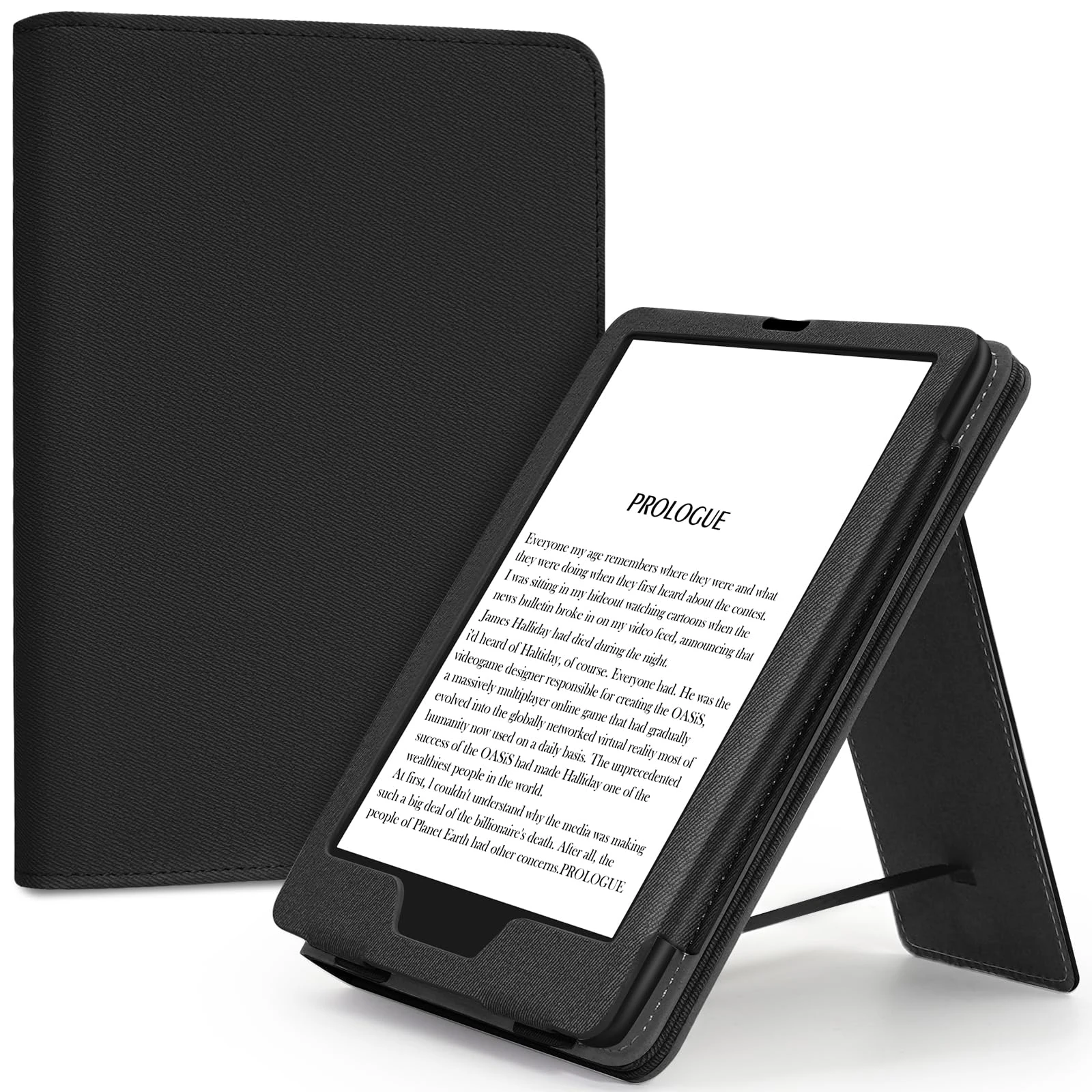 Slim Case for 7"/6.8" Kindle Paperwhite with Hand Strap(12th/11th Generation 2024/2021) and Kindle Colorsoft Signature Edition,Stand Cover and Card Slot,Premium PU Sleeve with Auto Wake/Sleep,Black