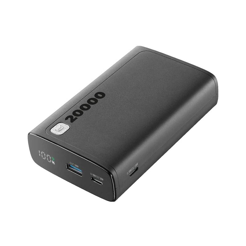 Cellularline - Elite 20000 - Portable Battery Charger - Capacity of 20000mAh - +144 hours extra charge - 1xUSB OUTPUT: 18W Adaptive Technology - 2xUSB-C INPUT: 18W/ OUTPUT: 20W PD - Black