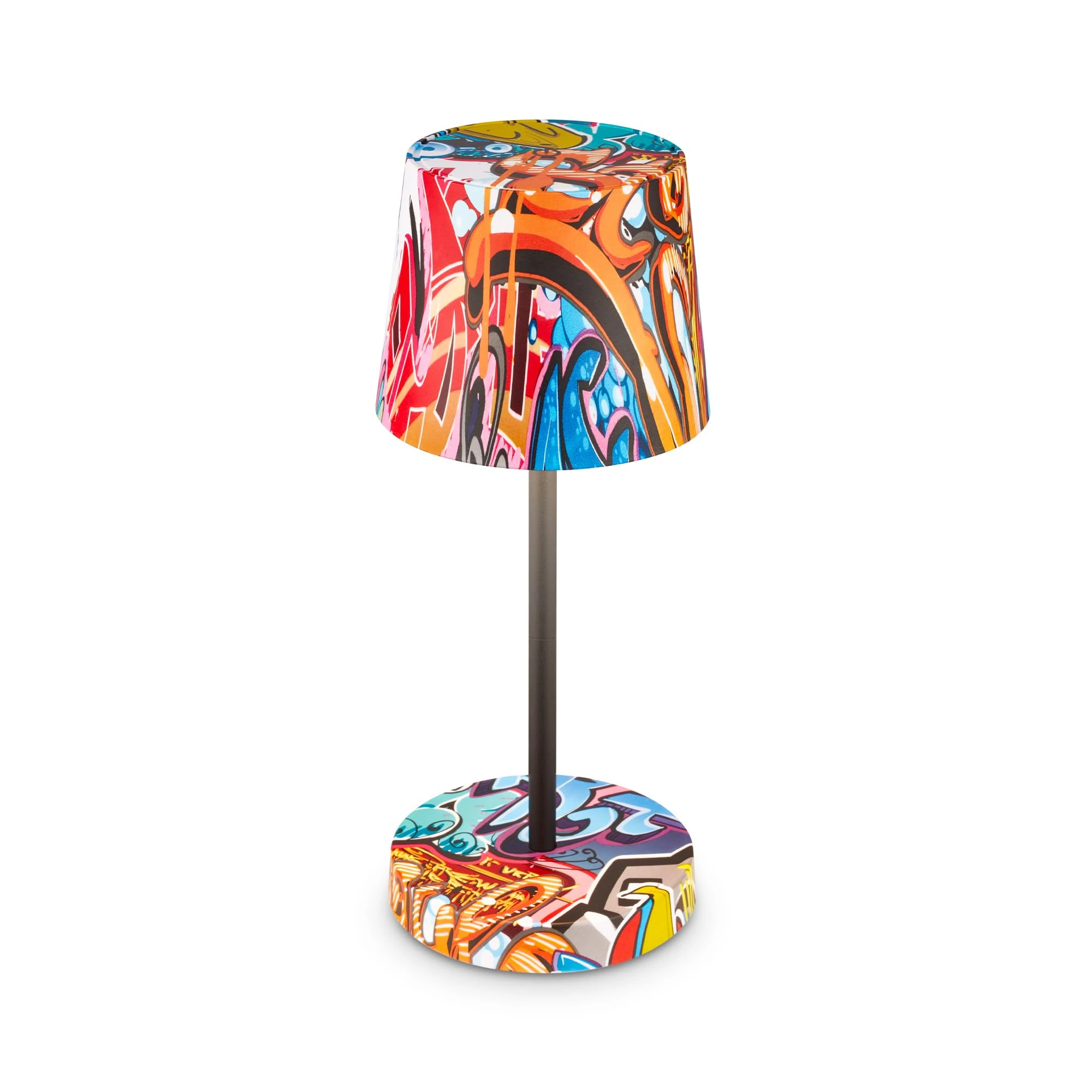 BRILONER - LED Table Lamp Wireless IP44 with Touch, Dimmable in Steps, Splash Protection, Bedside Lamp, Reading Lamp, LED Lamp, Camping Lamp, Table Lamp, Outdoor Lamp, 26 x 10.5 cm, Graffiti Motif