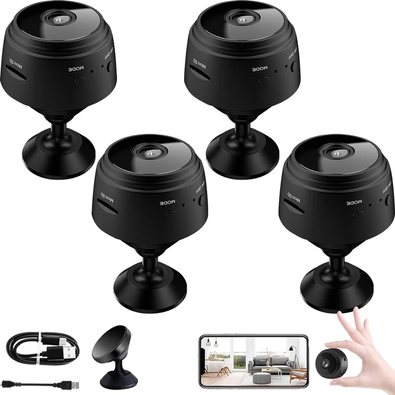 Orbicam - Orbicam Magnetic Mini Security Camera, Orbicam Camera, Orbicam Security Camera, Mini 1080p Hd Camera, Night Vision Motion Detection Security Cam With App (4Pcs)