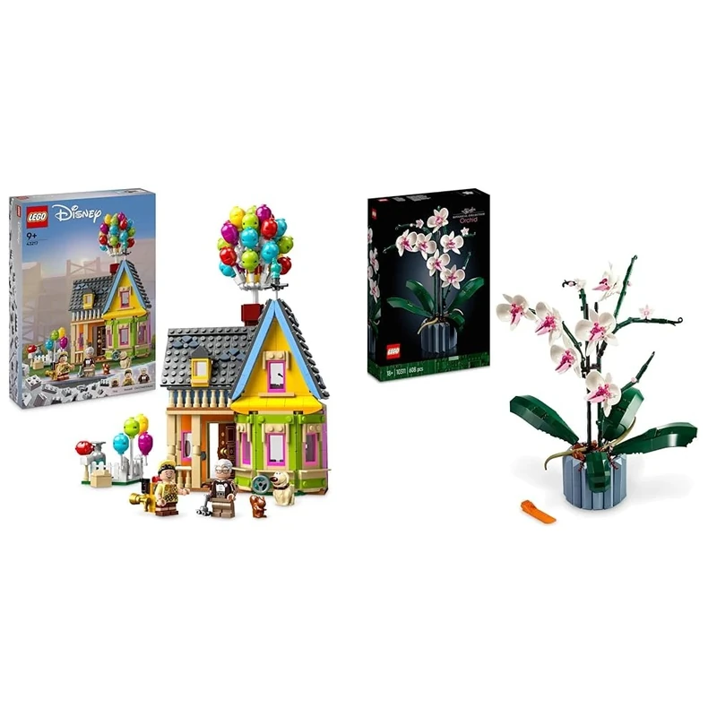 LEGO 43217 Disney and Pixar ‘Up’ House Buildable Toy with Balloons & 10311 Icons Orchid Artificial Plant Building Set with Flowers