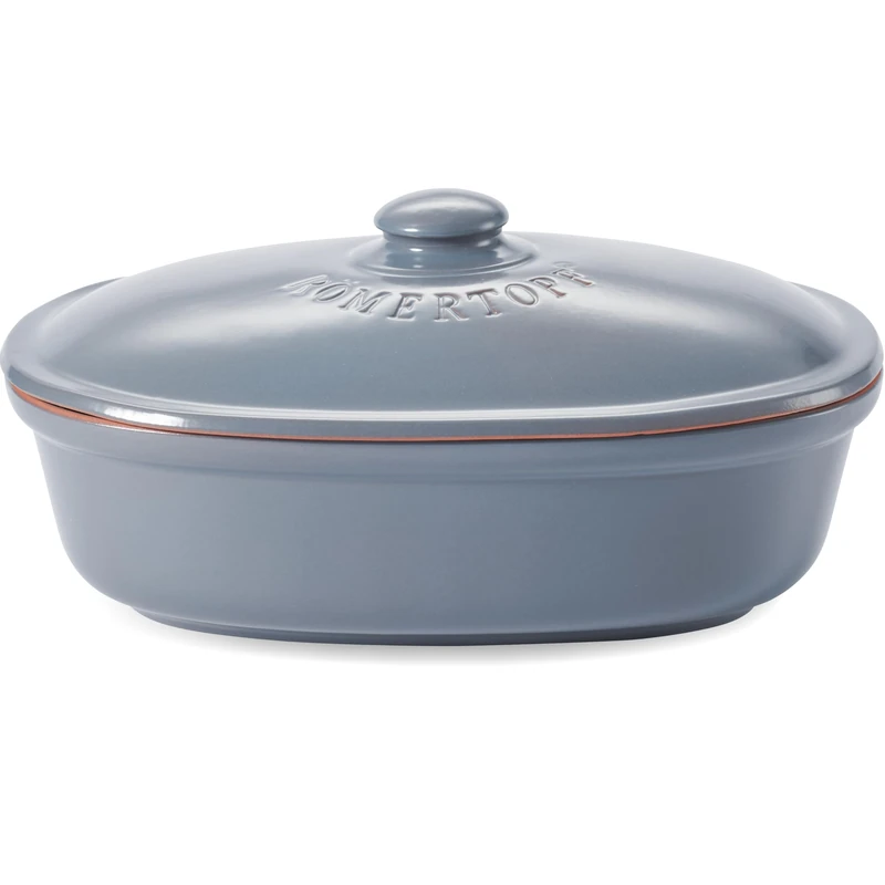 Romertopf Maxi Oval Bread Pot 6.5 Litres – Bread Bin Blue/Grey Made of Ceramic – Breathable Clay Pot for Long-Lasting Freshness of Bread and Rolls - Image 1