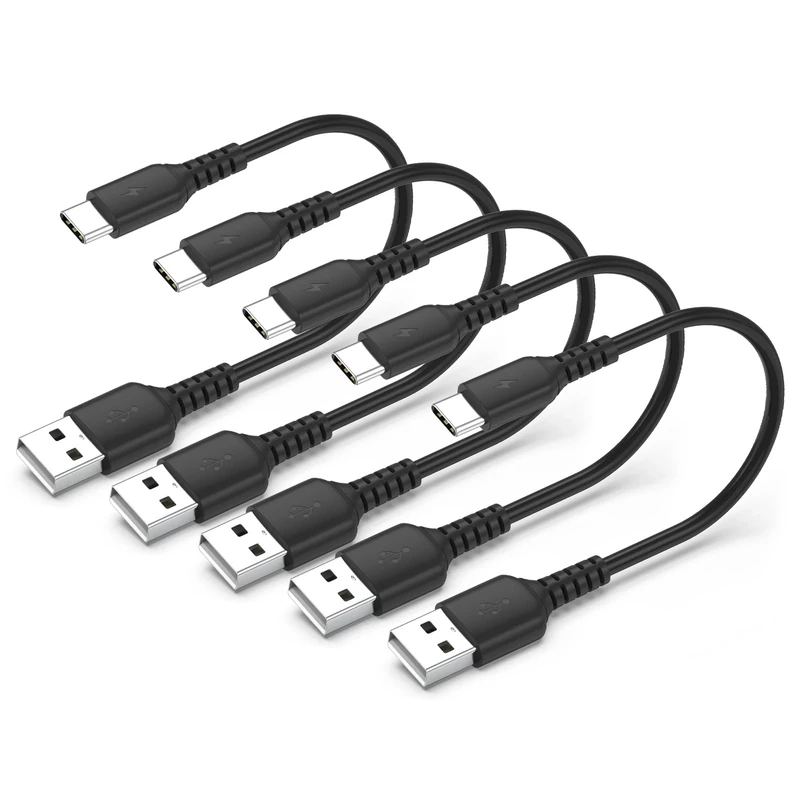 Acecene 30cm USB to USB C Cable Short, 5 Pack 3A Fast Charging USB C Charger Cable, Handy USB Type C Data Transfer Cord For Samsung Galaxy, Hawei mate 70/60/50/60/40, Xiaomi, Google, Oneplus - Black