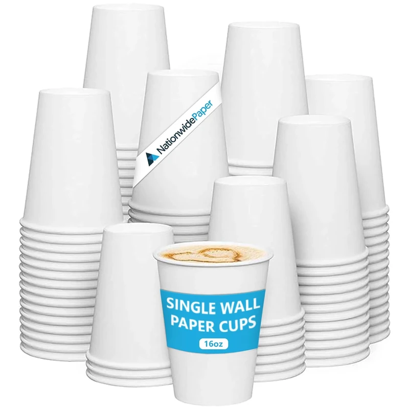 Nationwide Paper Pack of 1000 x 16oz Paper Cups Without Lids for Hot & Cold Drink Disposable Coffee Cups Eco Friendly Cups Perfect to Use for Your Home, Office, Cafe, Work Outdoors White Cups, 475ml