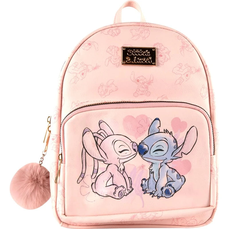 Disney Stitch & Angel Premium Faux Leather Backpack