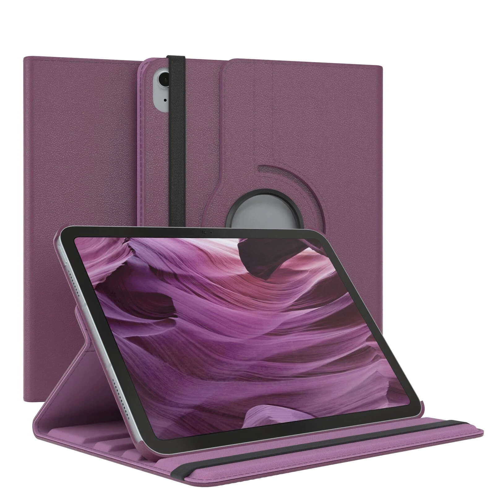 World biz Rotating Case for iPad Air 11 inch (2024) M2, iPad Air 6th / 5th / 4th Generation (2024/2022/2020), 360 Rotation Protective Stand Cover, Auto Wake/Sleep (Purple)
