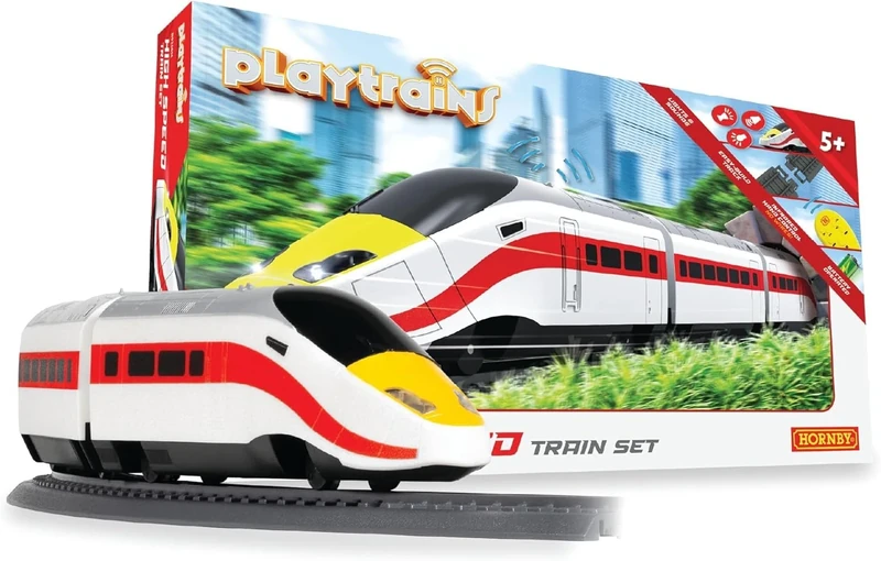 Hornby Playtrains R9360M Playtrains High Speed Train Set Remote Controlled Battery Train Set - Kids Toy Train Sets for Ages 5+, Childrens Mini Model Trains,