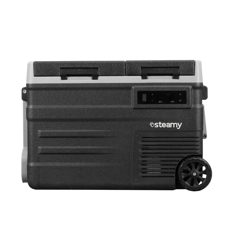 Steamy -E Dual Zone 45 Roller, Electric Compressor Cooler with Wheels, 41 Litre, 12 V/230 V, for Freezing and Cooling from -20 to +20, Ideal for Camping