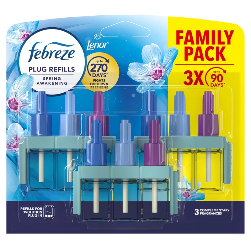 Febreze 3Volution Air Freshener Plug In Refill Spring Awakening 3x20ML, 3 Alternating Scents To Fight Odours