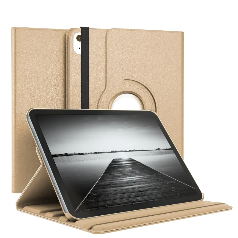 World biz 360 Rotating Case for iPad Air 11 inch M2 2024 Air 6th /10.9 Air 5th 2022/Air 4th 2020, Protective Stand Cover, Auto Wake/Sleep for iPad Air 6 5 4 Generation (Gold)