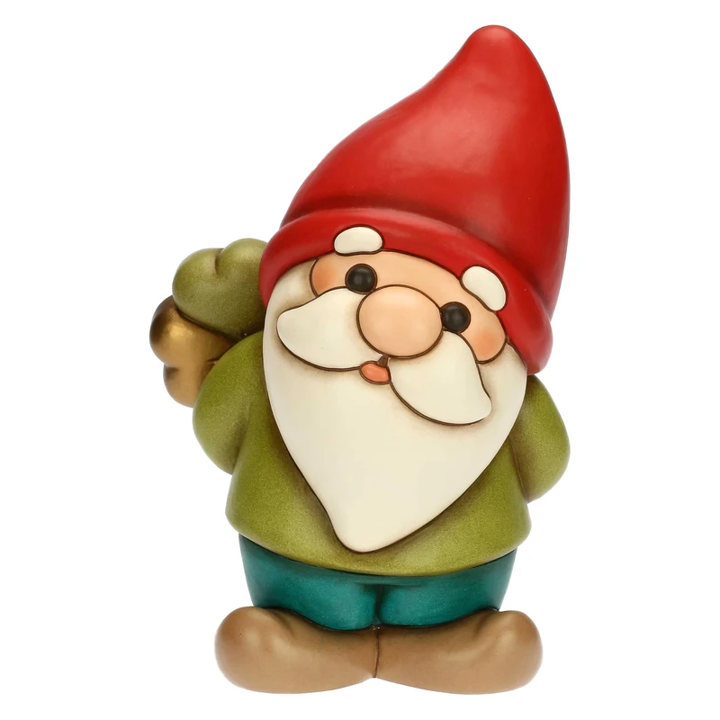 THUN - Oliver Gnome with Lucky Clover Ceramic Maxi 19.7 x 15.2 cm, Height 30 cm, Winter Enchanted Collection
