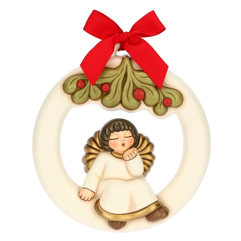 THUN - Ceramic Angel Wreath 20.8 x 4.8 cm, Height 22.5 cm, Christmas Surprises Collection, Christmas Surprises Collection
