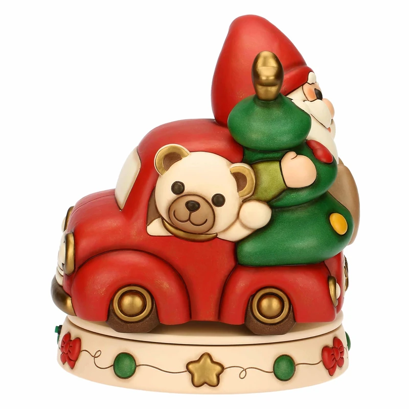 THUN - Oliver and teddy gnome music box with ceramic van, maxi, 26.5 x 32.5 cm, height 32 cm