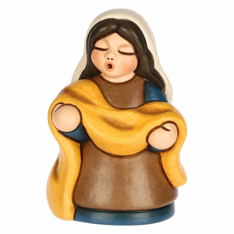 THUN - Vendor of blue ceramic fabrics, 5.4 x 4.3 cm, height 8 cm, Classic Nativity collection