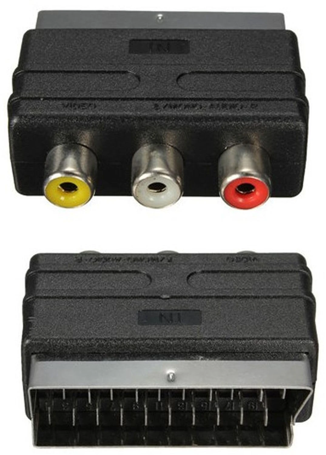 AYMBH RGB SCART Plug Male to 3 RCA Female A/V Adaptor – Compatible with PS4, TV, DVD, VCR Audio/Video Transmission – Compact and Durable – Black