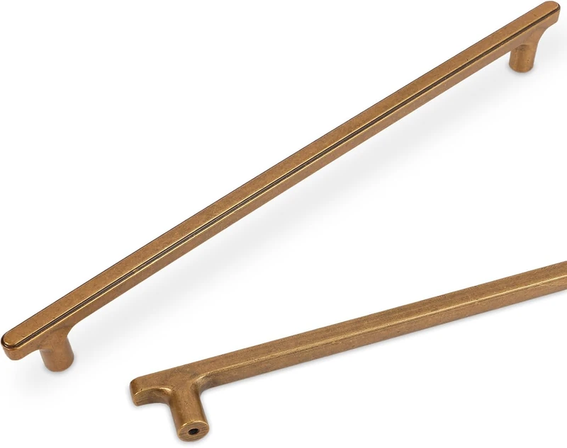 COTYKILEY 10 Pack 12.6 Inch(320mm) Antique Brass Kitchen Cabinet Handles Cabinet Pulls Vintage Drawer Pulls Aged Gold Bronze Kitchen Cabinet Hardware