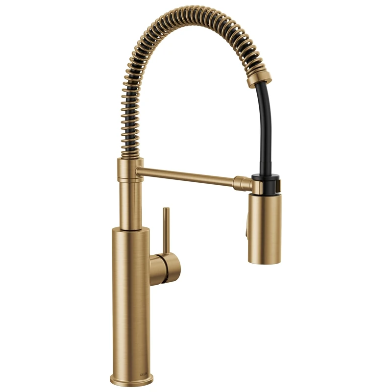 Delta Antoni Pro Style Commercial Kitchen Faucet with Pull Down Sprayer, Single Hole Brushed Gold Kitchen Sink Faucet, Single Handle, Champagne Bronze 18803-CZ-DST