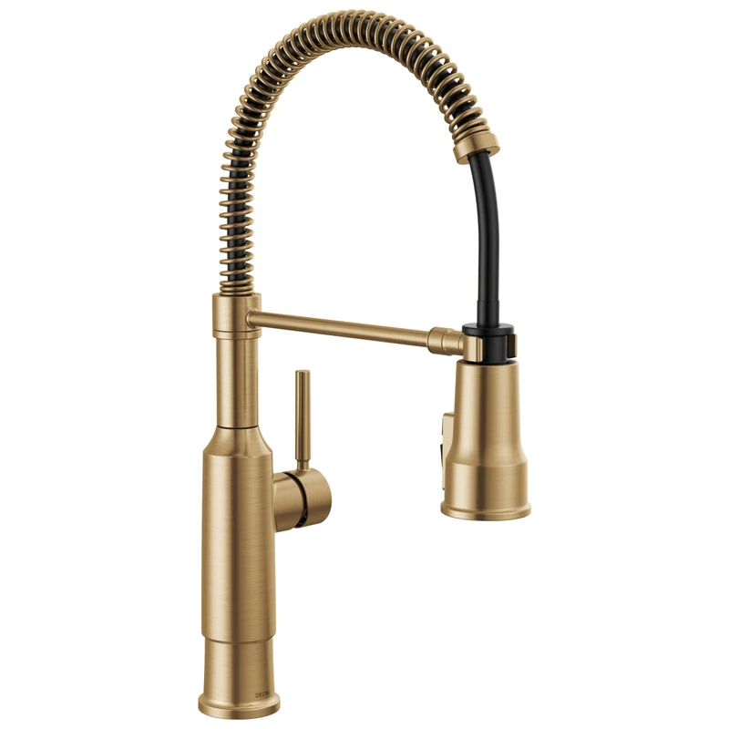 Delta Faucet Theodora Pro Commercial Style Kitchen Faucet with Pull Down Sprayer, Gold Commercial Kitchen Faucet, Spring Kitchen Faucet, Delta Kitchen Sink Faucet, Champagne Bronze 18804Z-CZ-DST