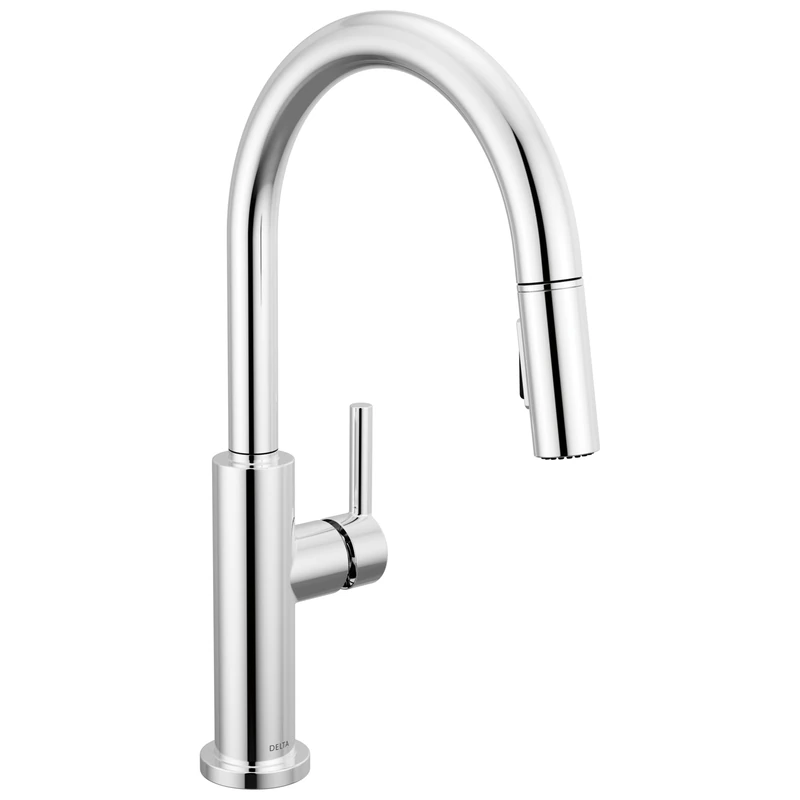 Delta Nicoli Chrome Kitchen Faucet with Pull Down Sprayer, Modern Single Hole Kitchen Sink Faucet, Single Handle, Chrome 19867LF