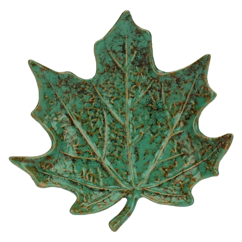 RITUALI DOMESTICI - Maple leaf plate in stoneware, 15 x 15 cm, depth 3 cm, Sfogliami collection