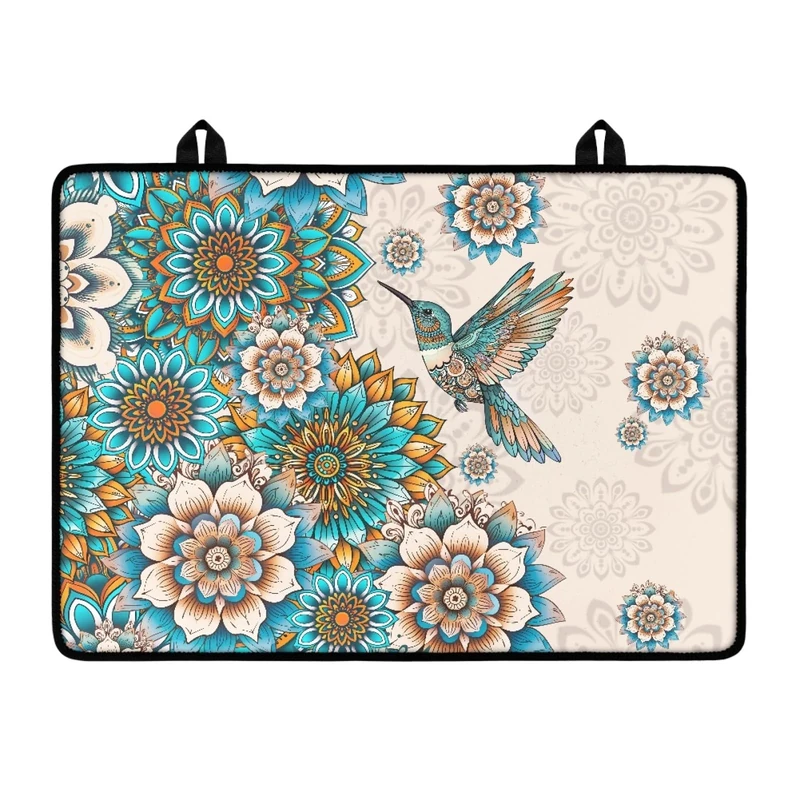 NETILGEN Boho Floral Hummingbird Stove Top Covers for Electric,Anti-Slip Heat Resistant Cooktop Cover Protector Mat for Glass Multipurpose Glass Top Cover Protector,Thick Natural Rubber(29.18"x20.96")