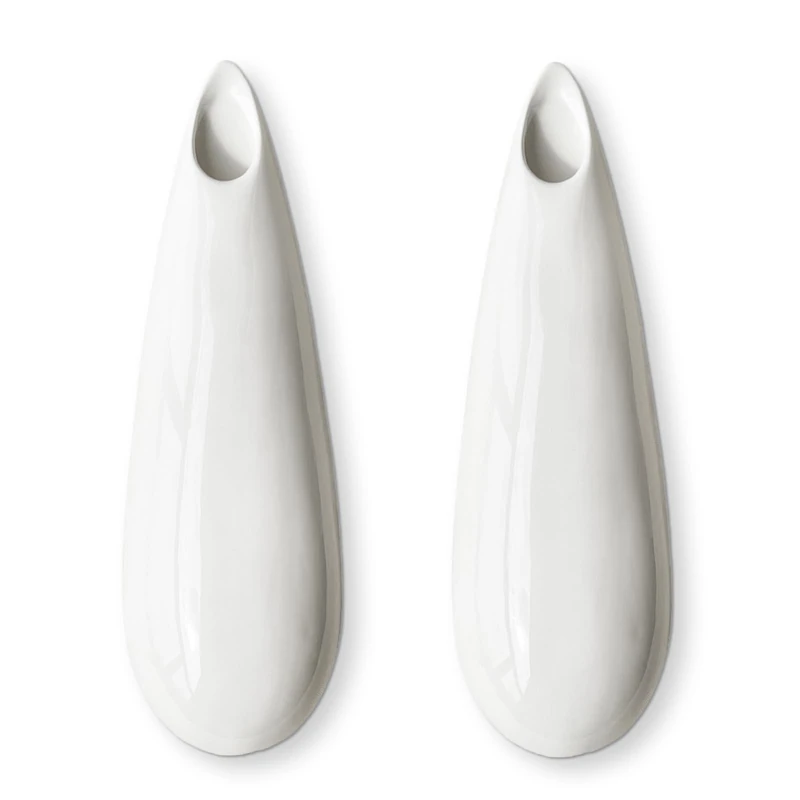 2 Pack White Ceramic Wall Vases,11.8 Inch Wall Hanging Plant Holder,Cubicle Modern Decor Plant Holder Vase for Indoor Plants, Hanging Propagation Flower Pots for Air Vases