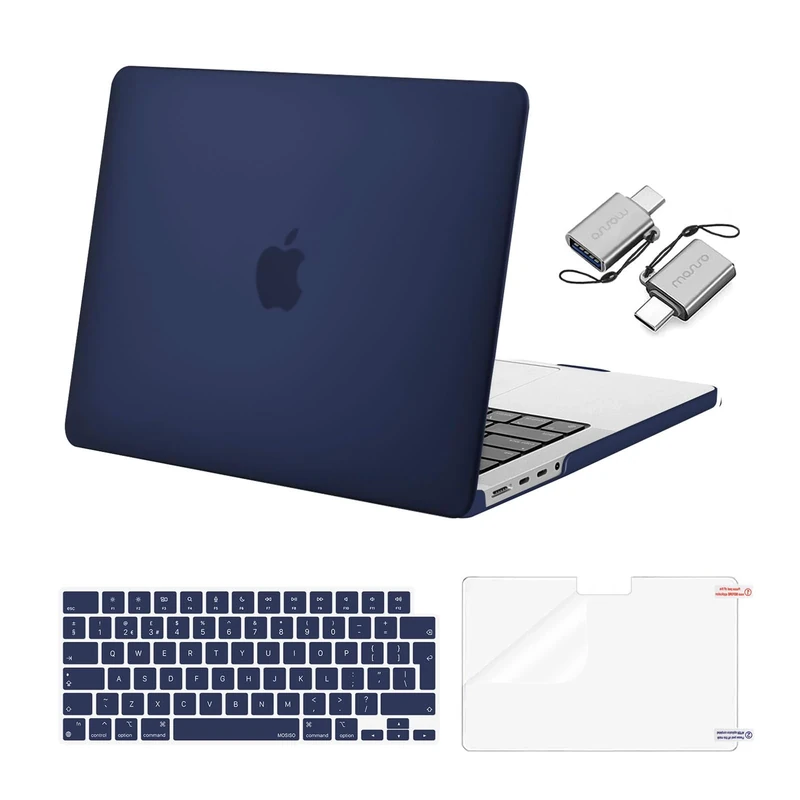 MOSISO Compatible with MacBook Pro 14 inch Case 2026 2025 2024-2016 M5 M4 M3 M2 M1 A3434 A3112 A3185 A3401 A2918 A2992 A2779 A2442, Hard Shell Cover&Keyboard Cover&Screen Film&Type C, Navy Blue