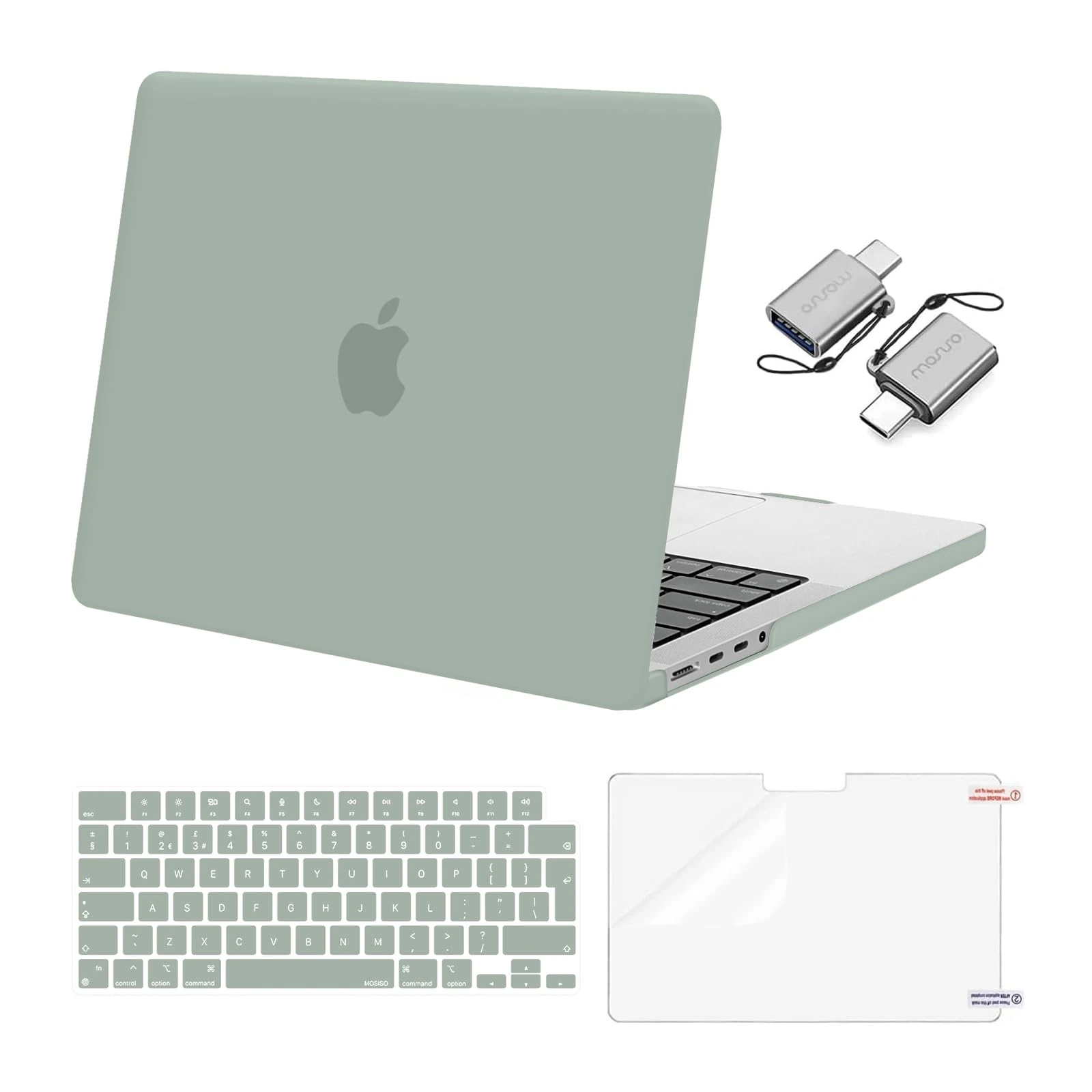 MOSISO Compatible with MacBook Pro 14 inch Case 2025 2024 2023-2021 M5 M4 M3 M2 M1 A3434 A3112 A3185 A3401 A2918 A2992 A2779 A2442, Hard Shell Cover&Keyboard Cover&Screen Film&Type C, Antique Green