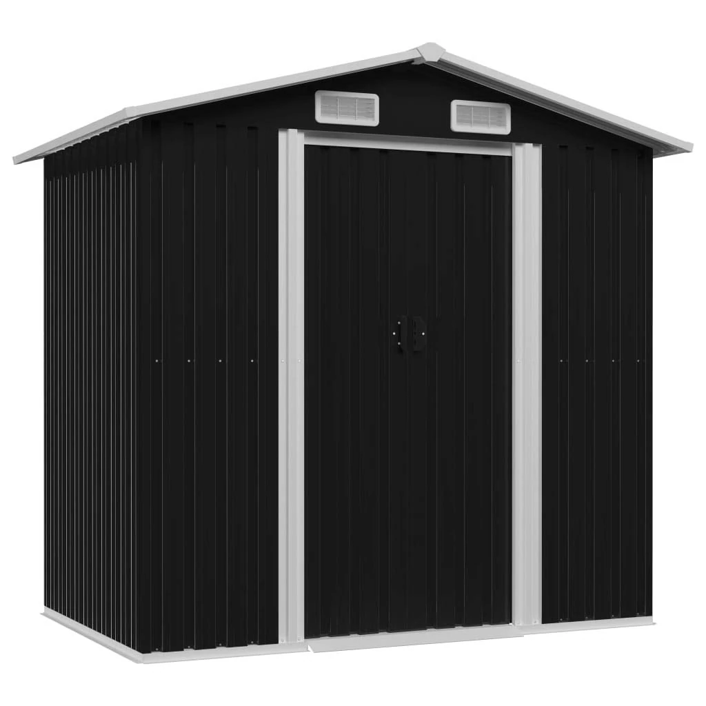 IKAYAA Metal Garden Shed - Outdoor Storage for Tools & Equipment - Steel, Anthracite - 204x132x186 cm