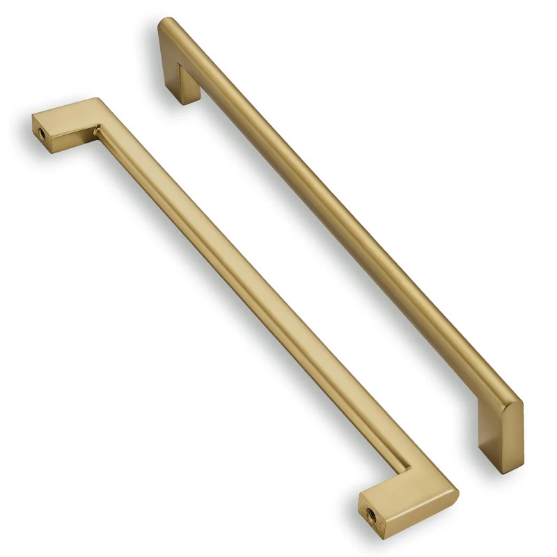 khtumeware 10 Inch Hole Center 6 Pack,Brushed Brass Cabinet Pulls Heavy Duty Solid Brushed Gold Kitchen Drawer Handle Antique Cabinet Hardware for Bathroom, Drawer, Cabinet