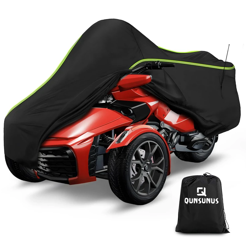 QUNSUNUS Waterproof Motorcycle Cover for Can-Am Spyder F3 2016-2023, Heavy Duty Trike Cover with Wind, Sun, UV and Dust Protection