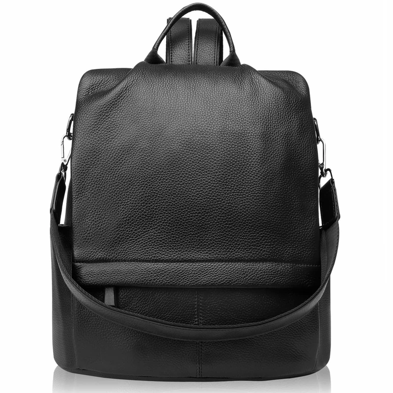 Wesccimo Genuine Leather Backpack Purse For Women Antitheft, Black, S, Daypack Backpacks