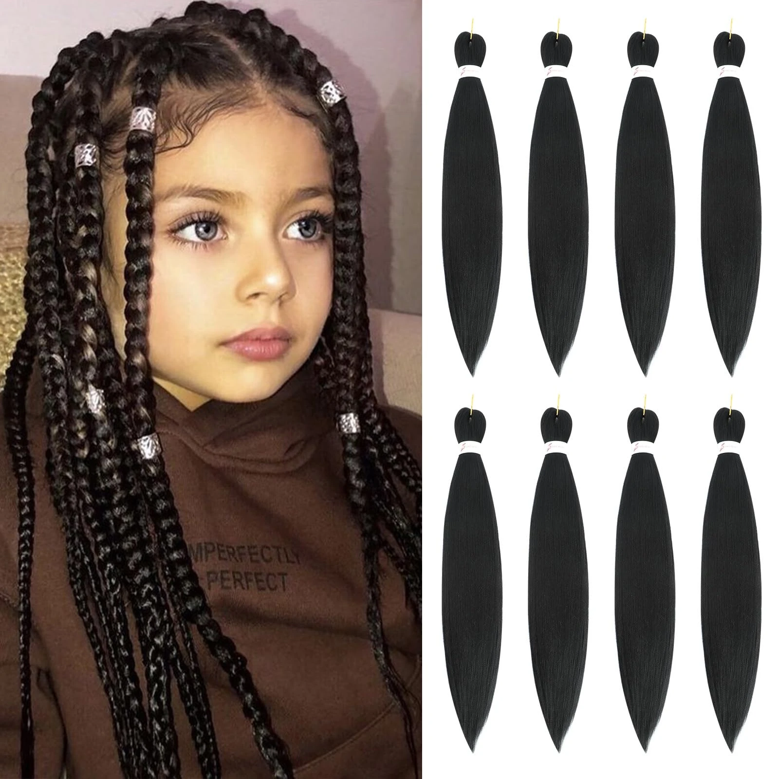 Pre Stretched Braiding Hair 12 Inch 8 Packs Braiding Hair Extension for Twist Or Box Braids Synthetic Black Crochet Braids Hair Extensions for Braid Hot Water Setting Soft Yaki Texture(12Inch, 1B)